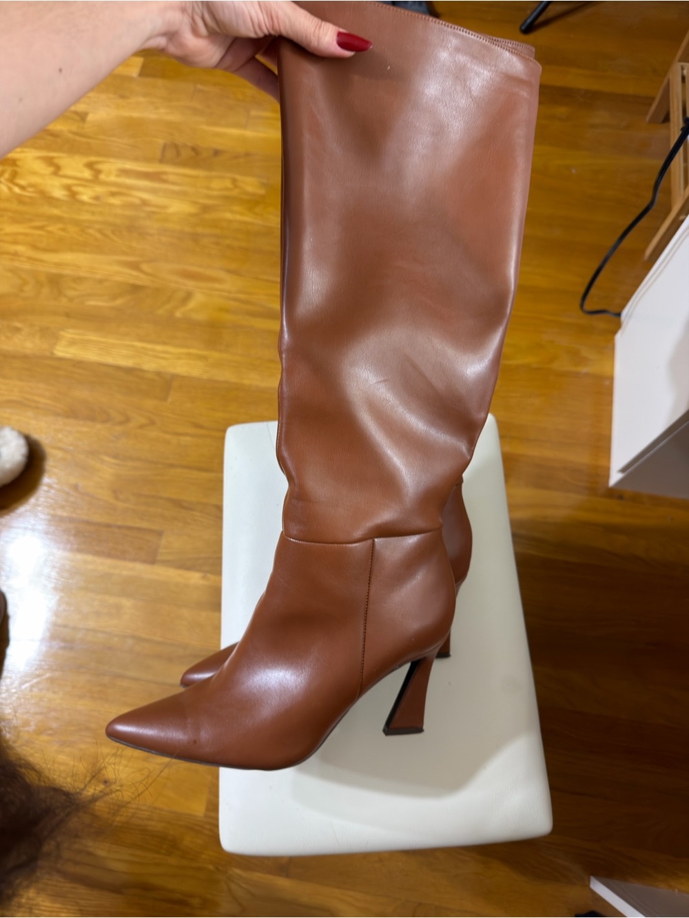 Classic Pointed Toe Knee-High Boot - Brown